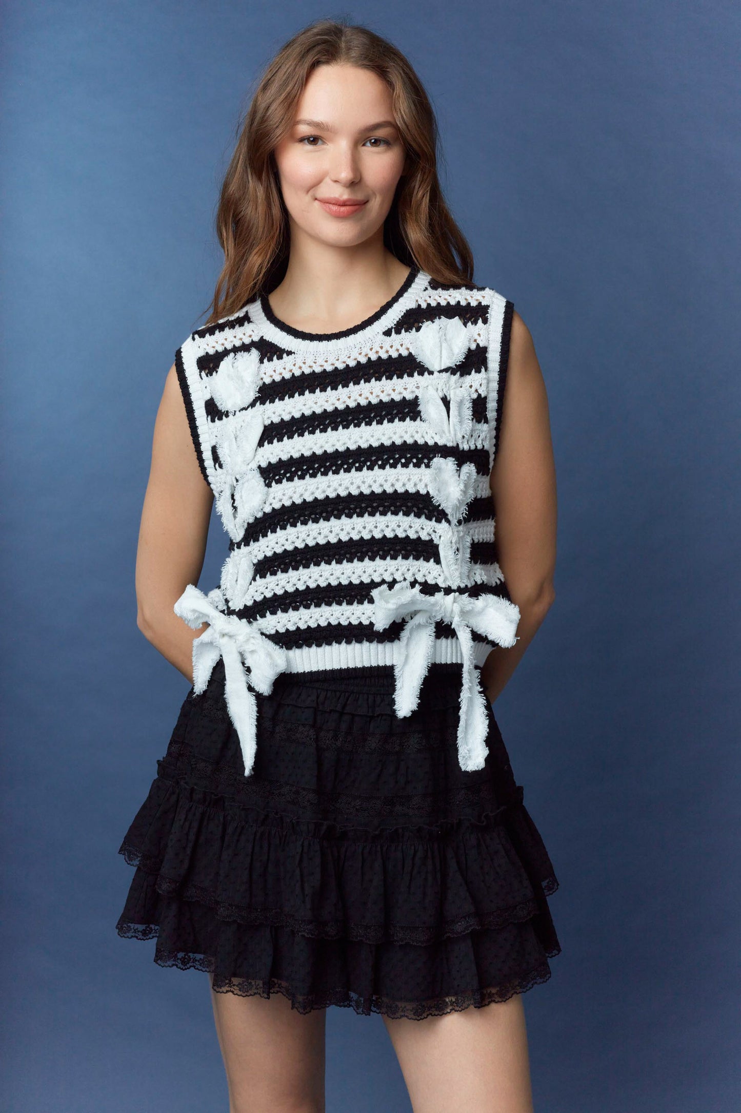 IKT800864-02 Frayed Twill Sweater Vest