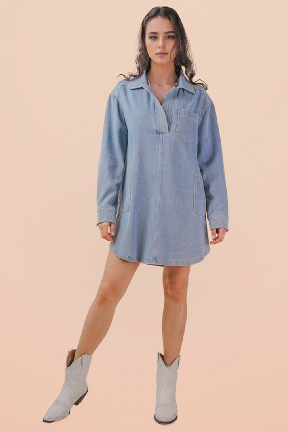 ND31911 Mineral Washed Denim Dress