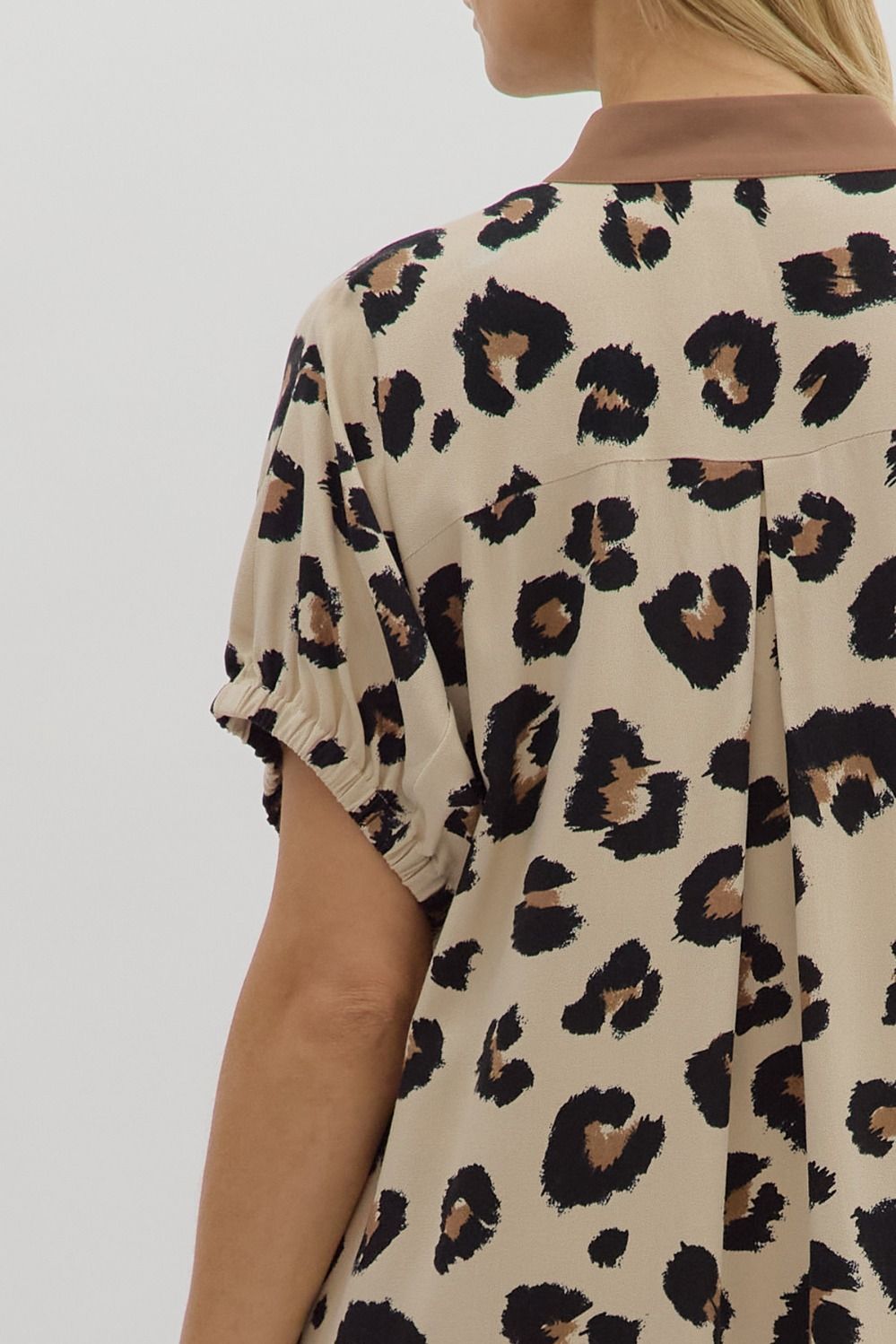 D28188 Oversized Leopard Pattern Mini Dress