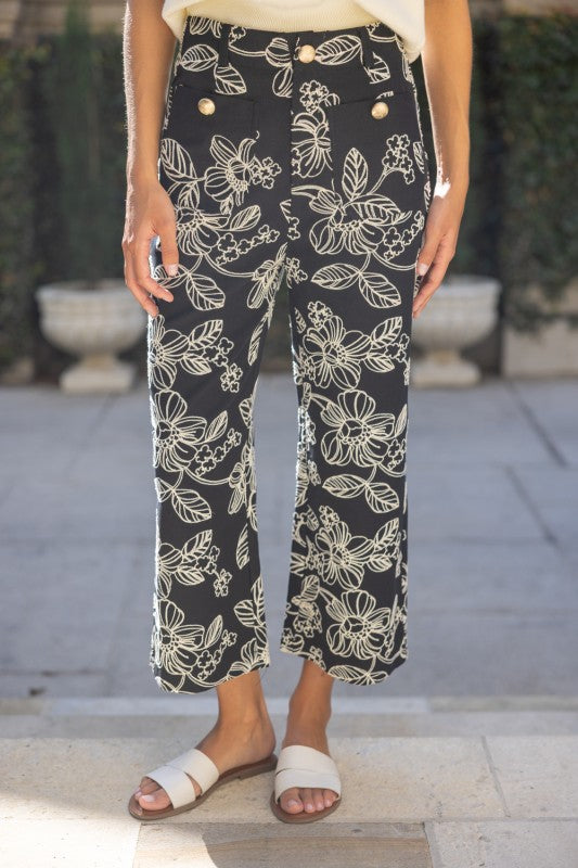 36836 Floral Embroidered Pants