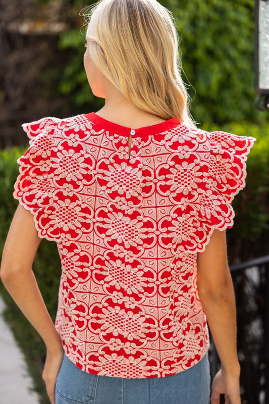 36693 Floral Embroidered Top
