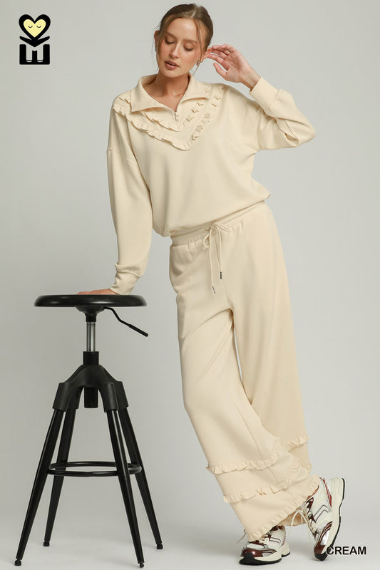 H1034-P Luxeknit Ruffle Bottom Pants