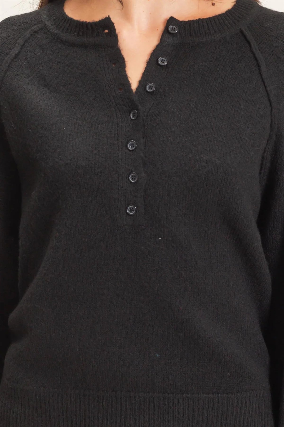 HF26E152 Button Front Raglan Sweater