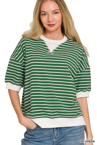 CT-3581Y Striped Rib Banded Top