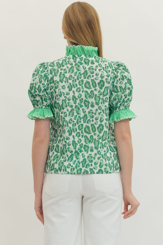 T29991 Abstract Leopard Print Top