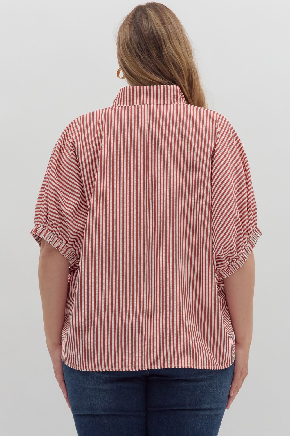 T25970P Curvy Stripe Pattern Dolman Top
