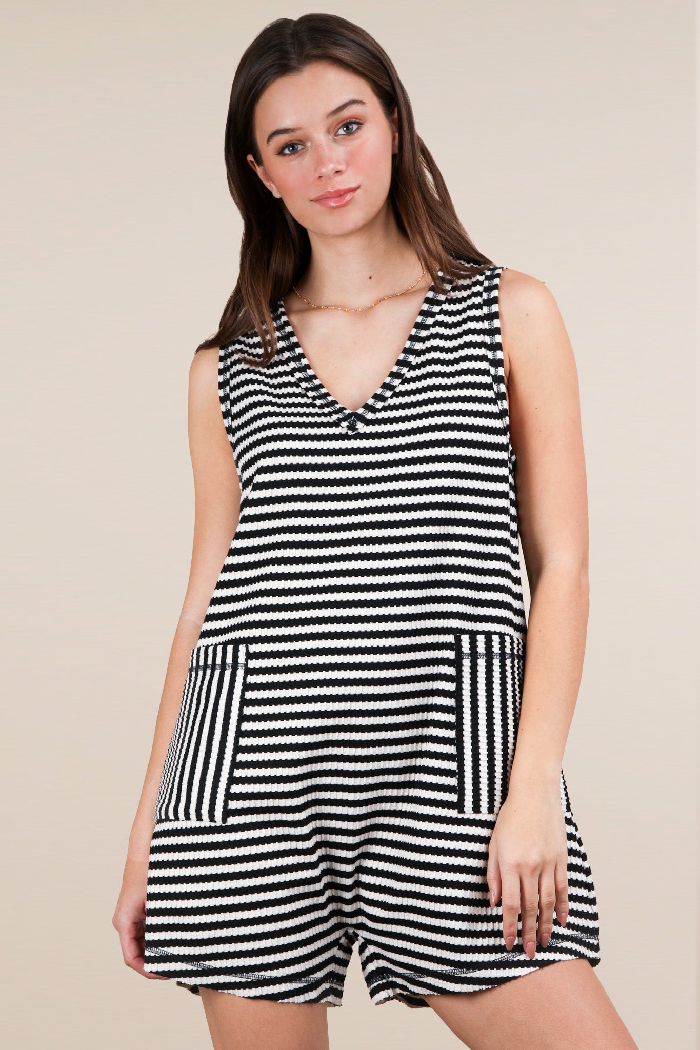 NP70744 Striped Sleeveless Romper