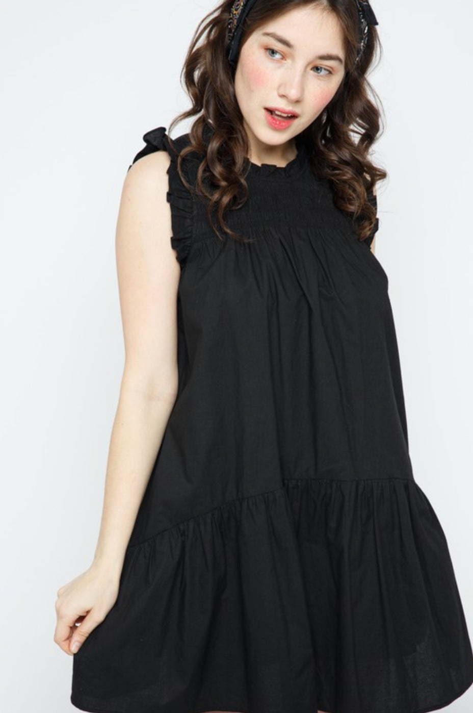 MDR9157 Shirred Cap Sleeve Dress