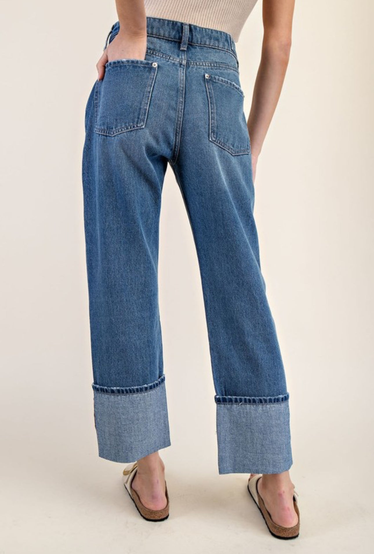 PH12506 Mineral Washed Cuffed Straight Pants