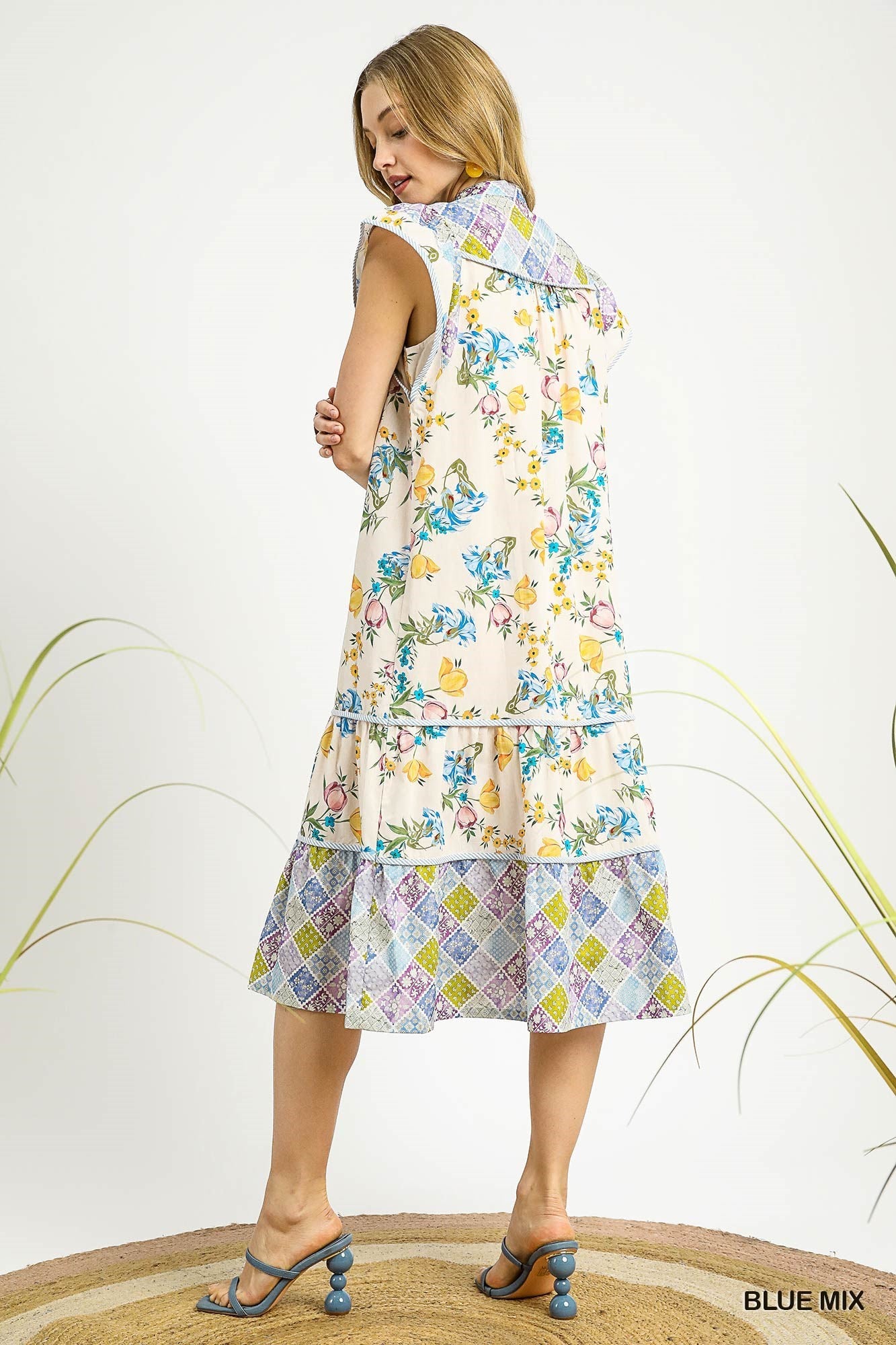 K0153 Patchwork Midi Dress