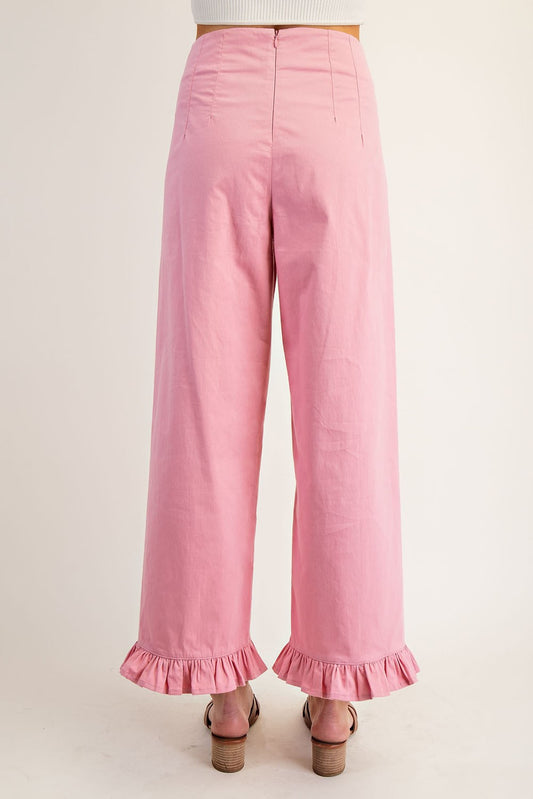 PK14534 Straight Leg Ruffled Hem Pants