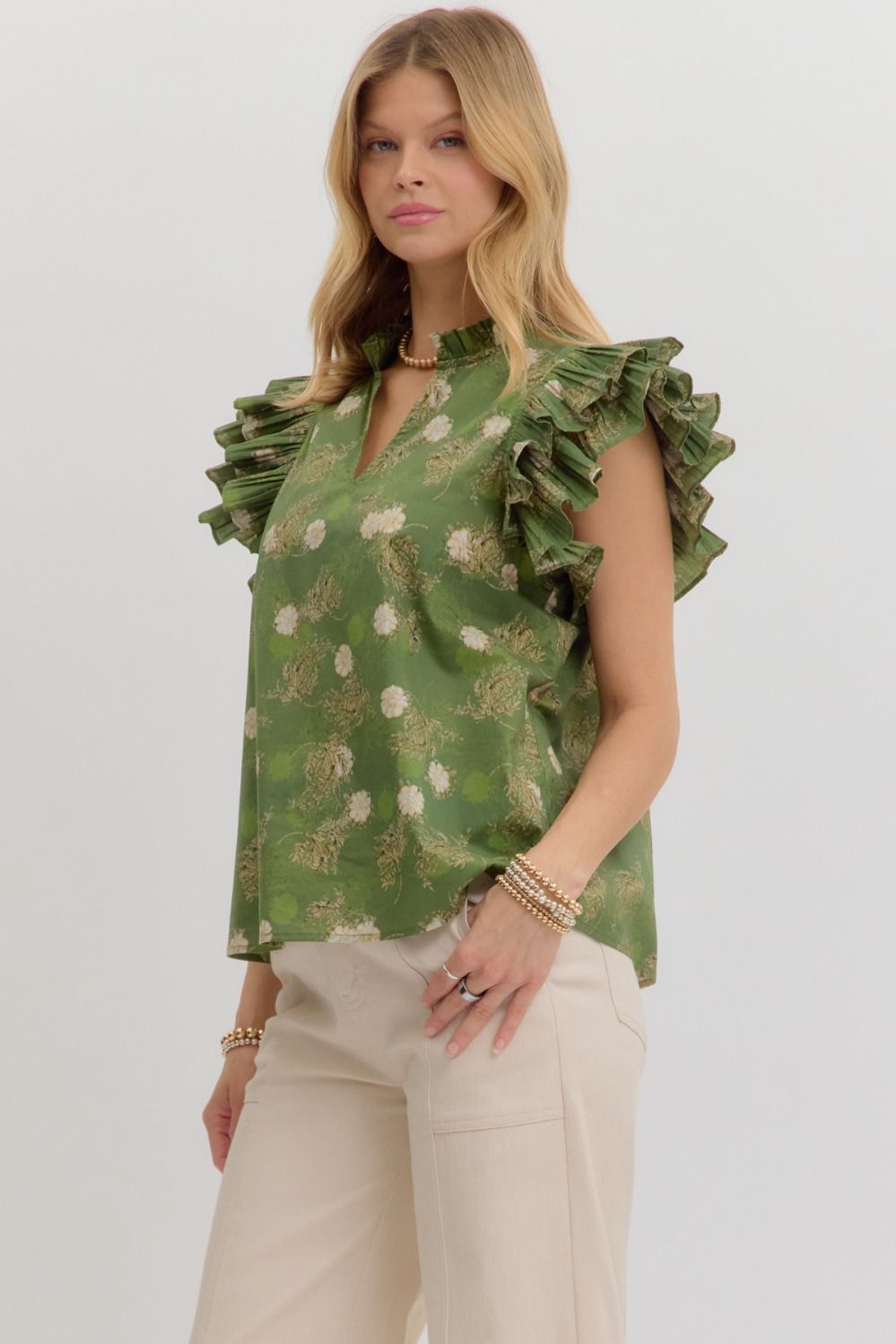 T27239 Vintage Floral Print Top