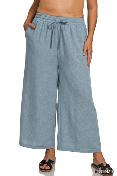 QP-7164X5 Curvy Woven Cropped Pants