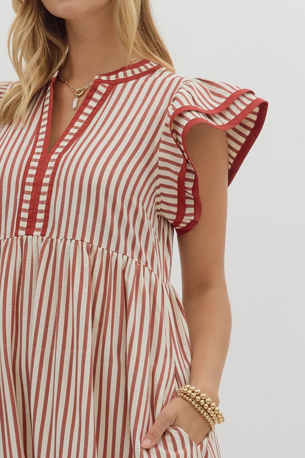 D26444 Textured Stripe Pattern Dress