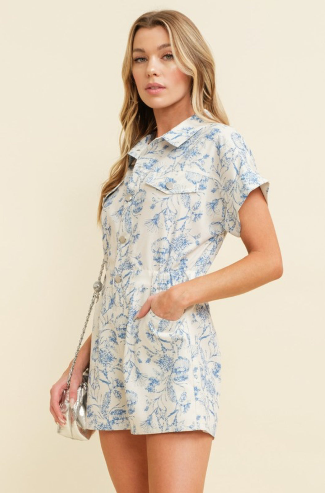 CR11780 Floral Button Up Romper