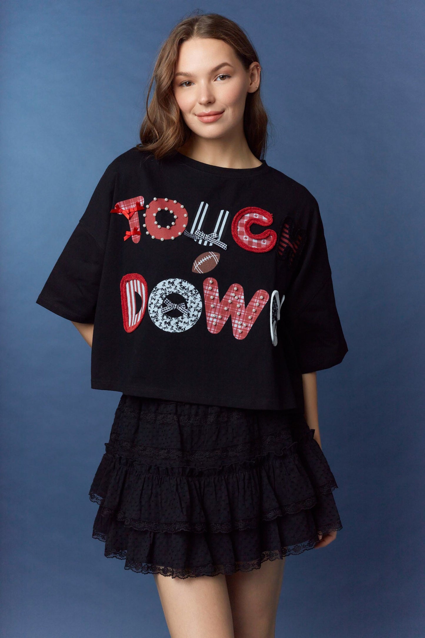 IKT39652-05 Touchdown Oversized Cropped Tee