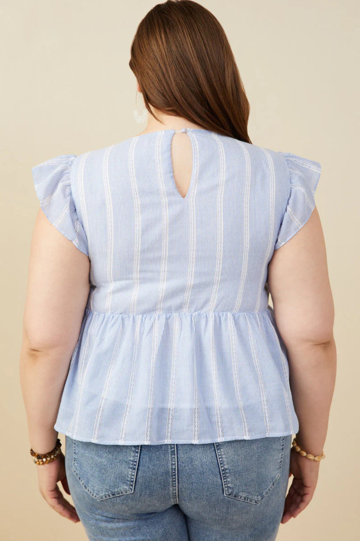 HY9151W Curvy Striped Top
