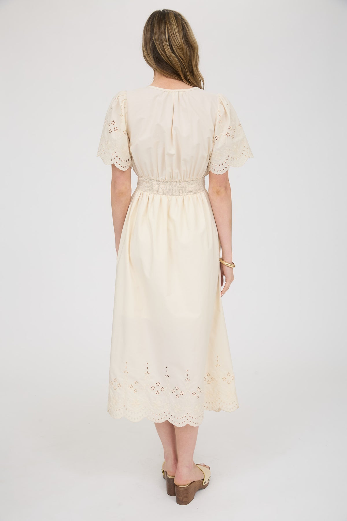 CR2569 Embroidery Detail Midi Dress