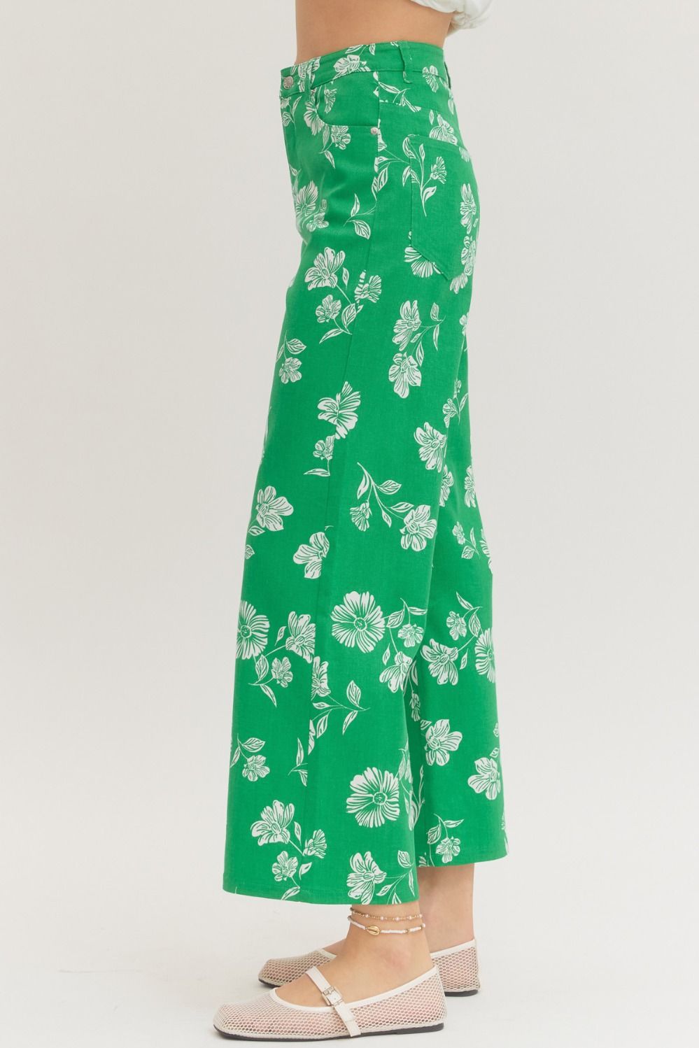 P31744 Floral Print Wide Leg Pants