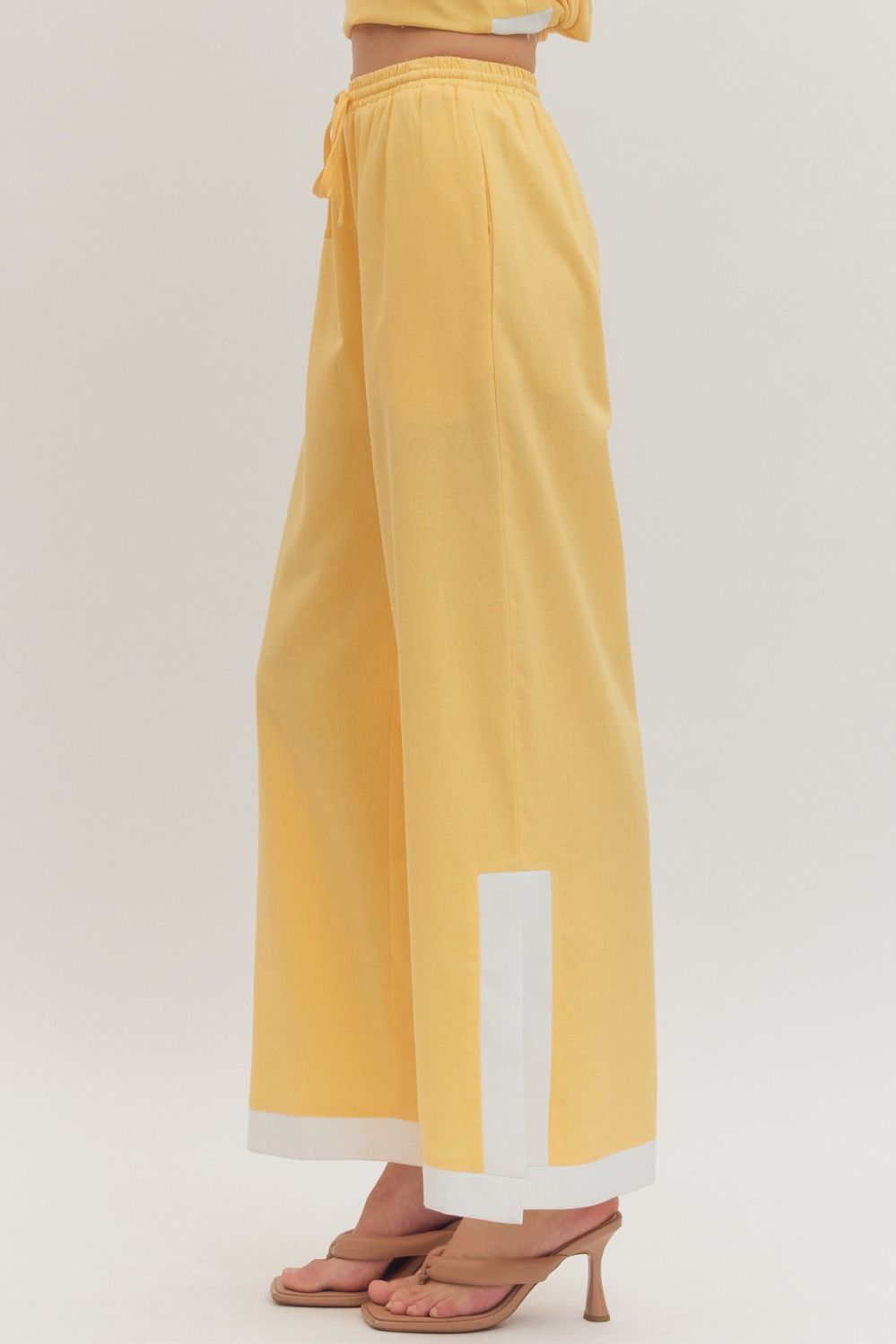 P31318 Solid Wide Leg Pants