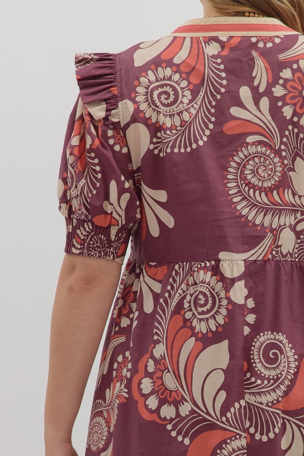 D27146P Curvy Paisley Pattern Midi Dress