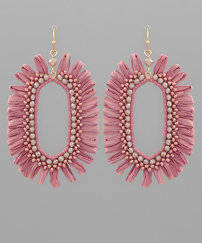 EP48273 Hexagon Shape Raffia Earrings