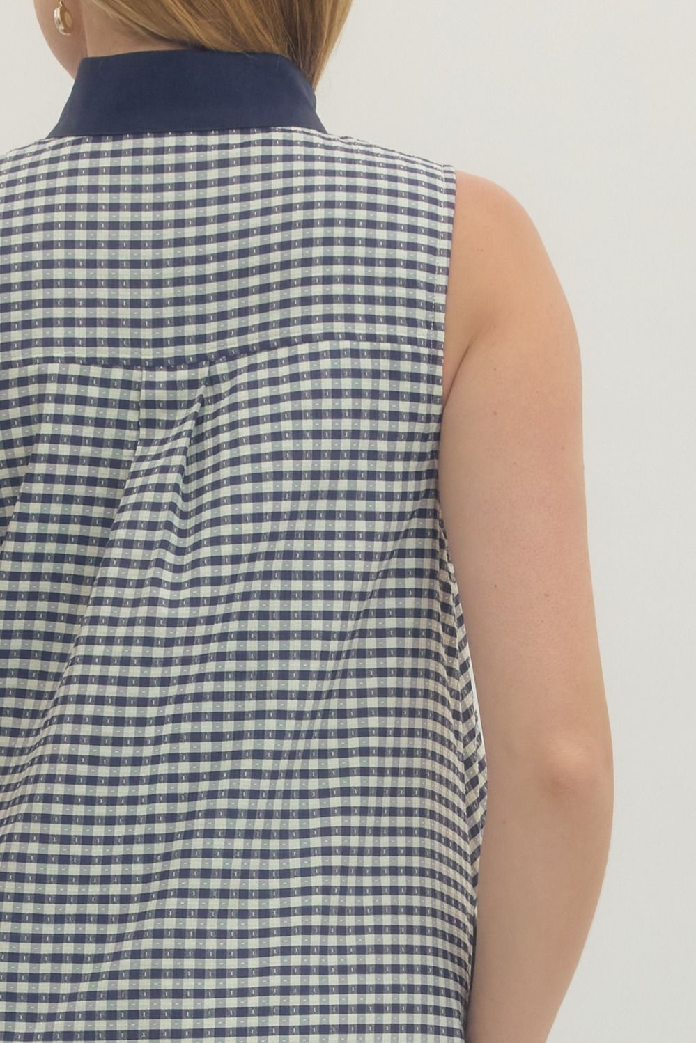 D30290 Sleeveless Gingham Mini Dress