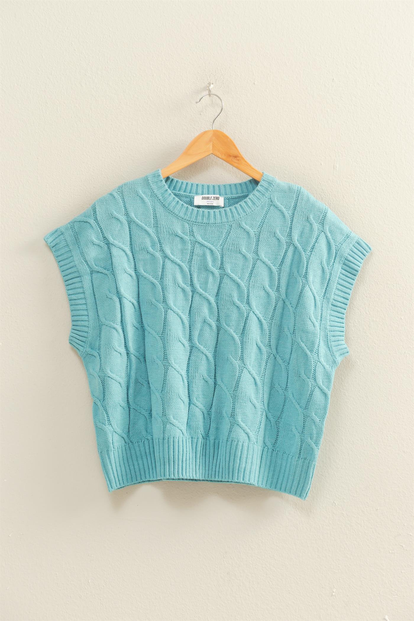DZ25C905 Sleeveless Oversized Cable Knit Sweater Vest