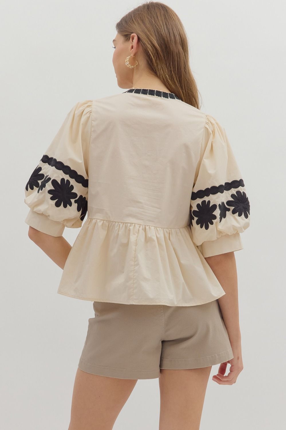T28506 Solid 3/4 Sleeve Top