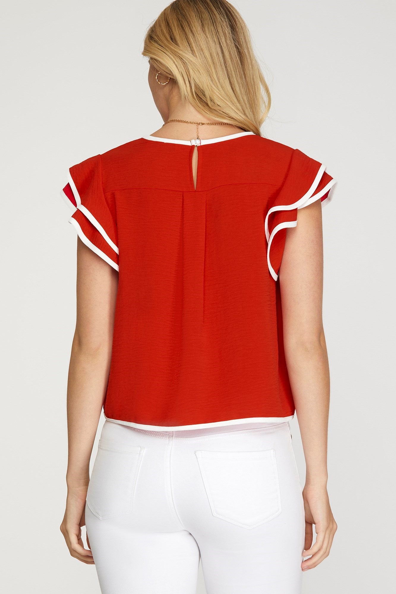 SY6057 Game Day Ruffle Sleeve Top