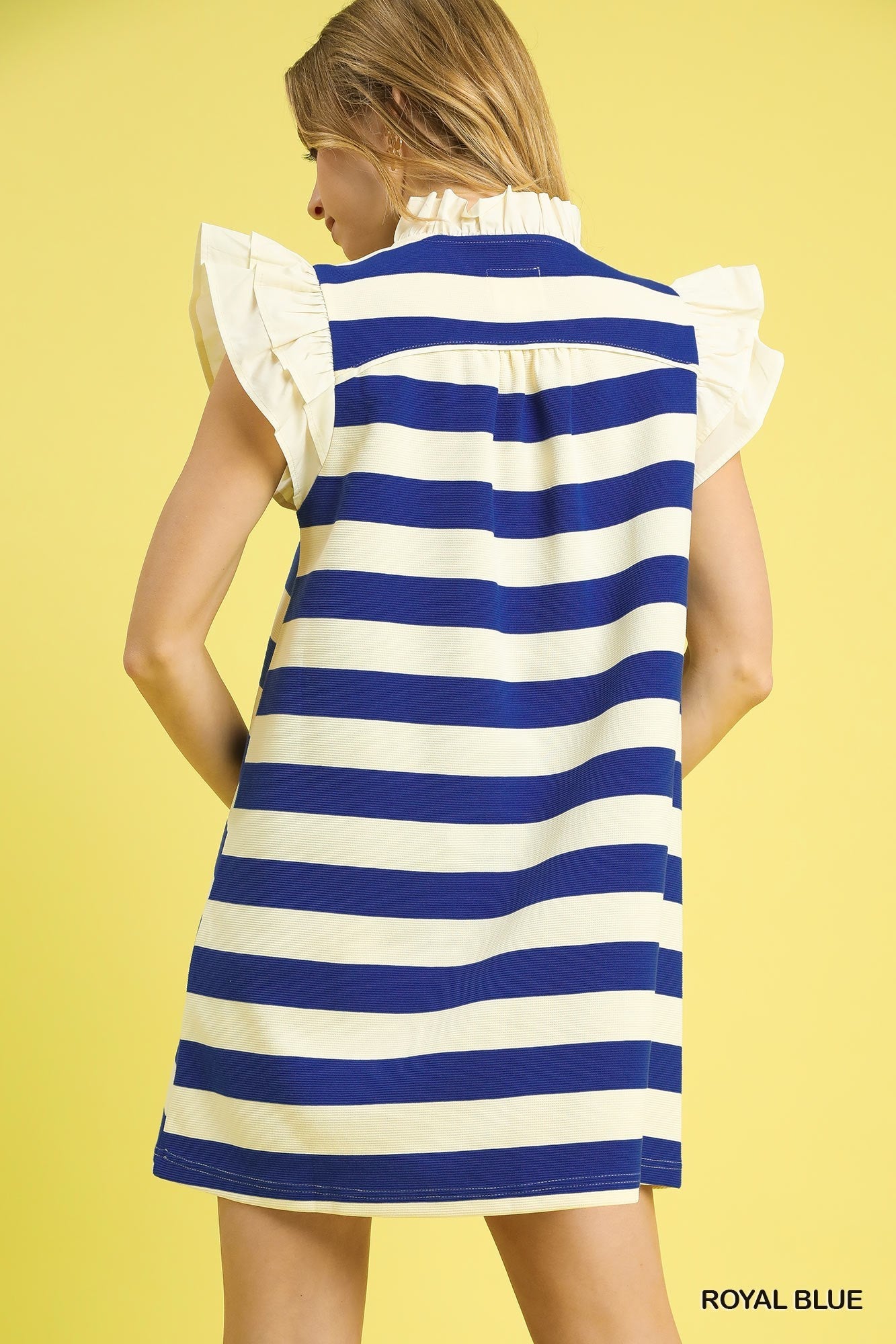 K0088 Puff Sleeve Striped Mini Dress
