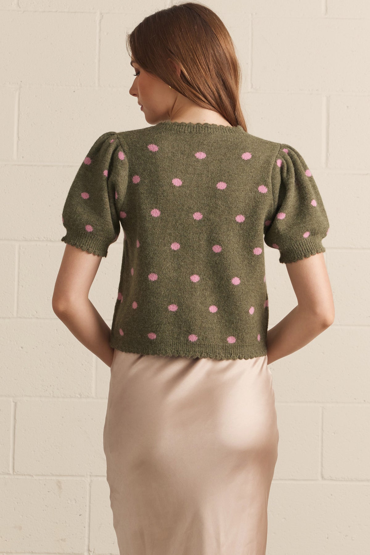 T31956 Polka Dot Sweater Top