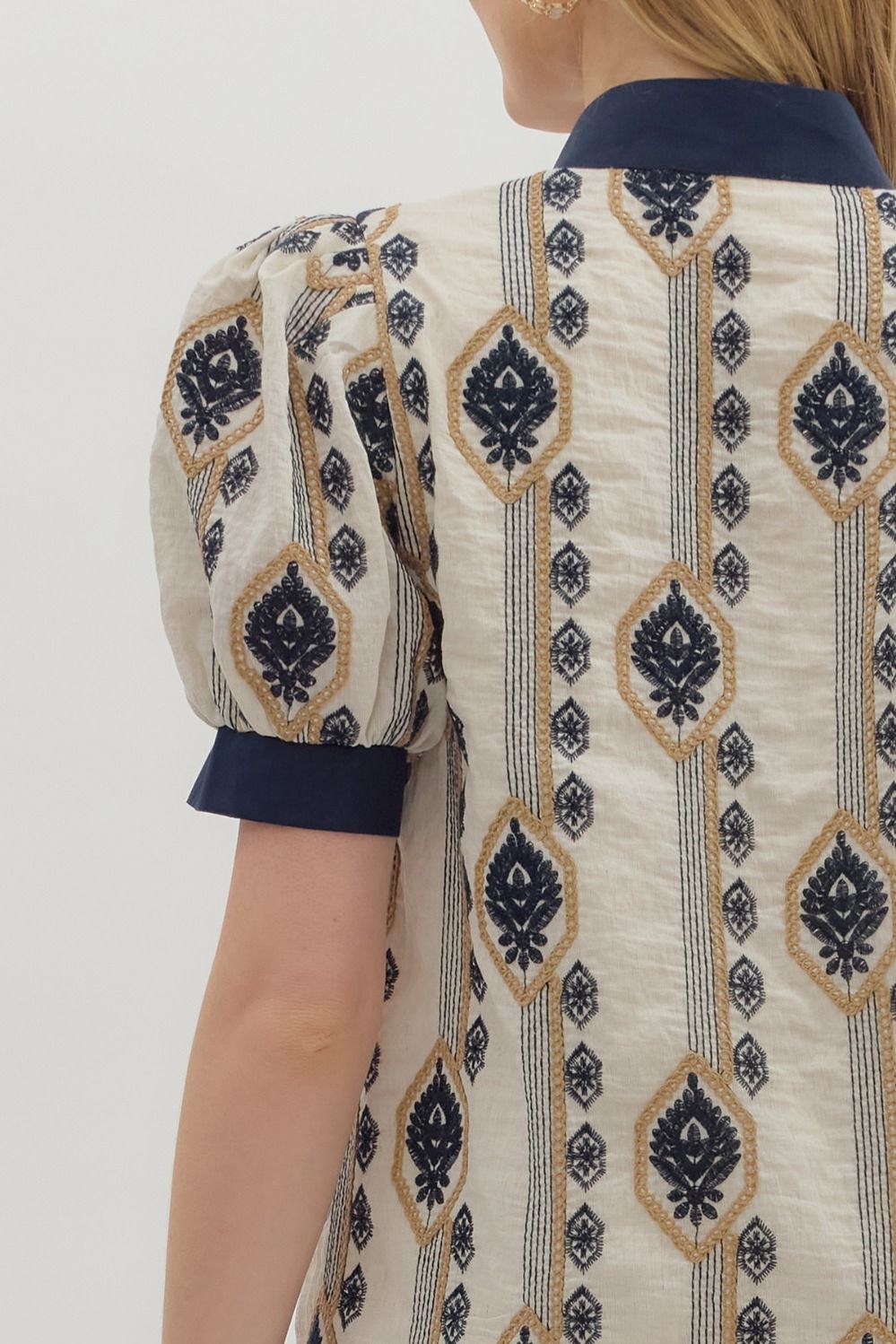 T28309 Abstract Pattern EmbroideredTop