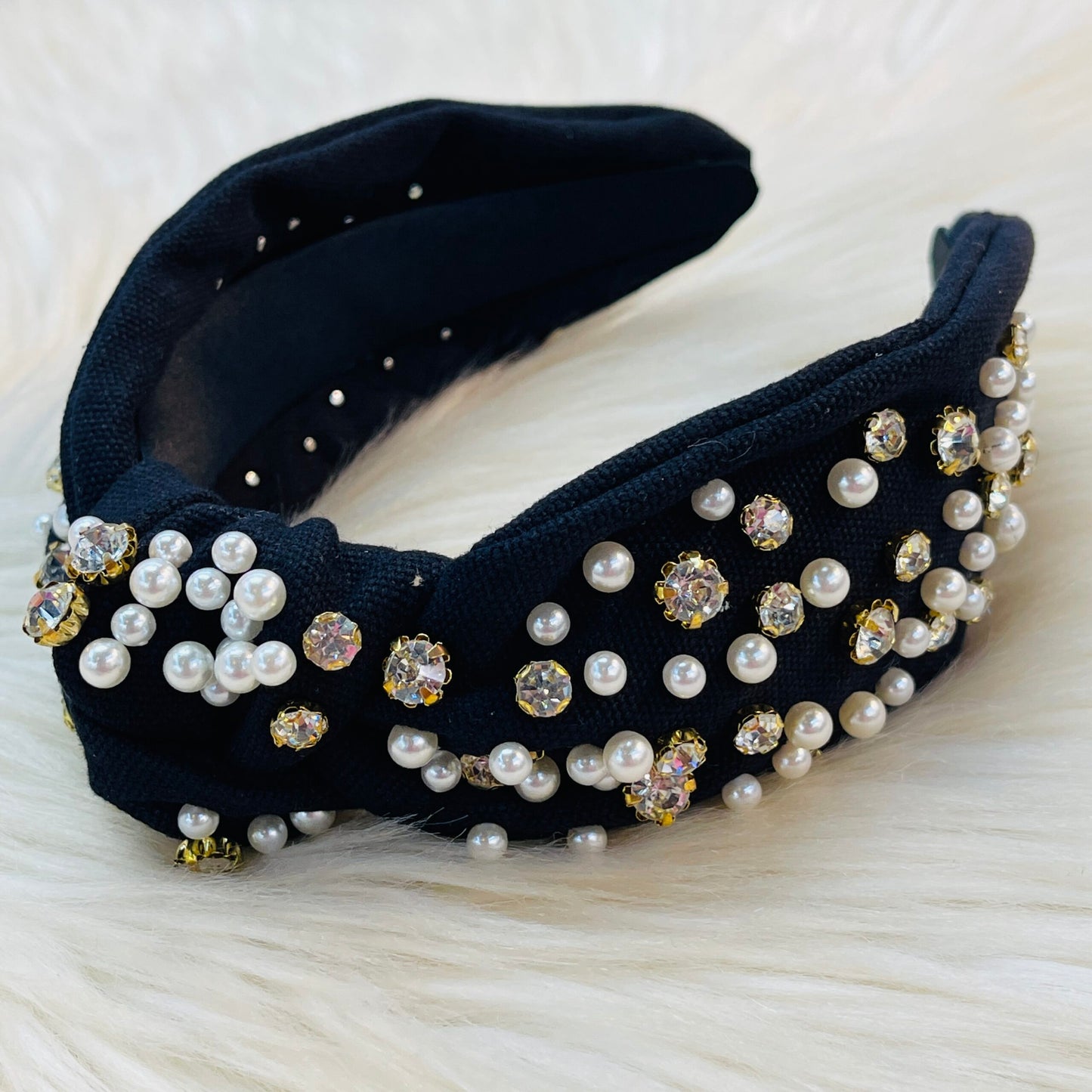Knotted Pearl Stone Headband