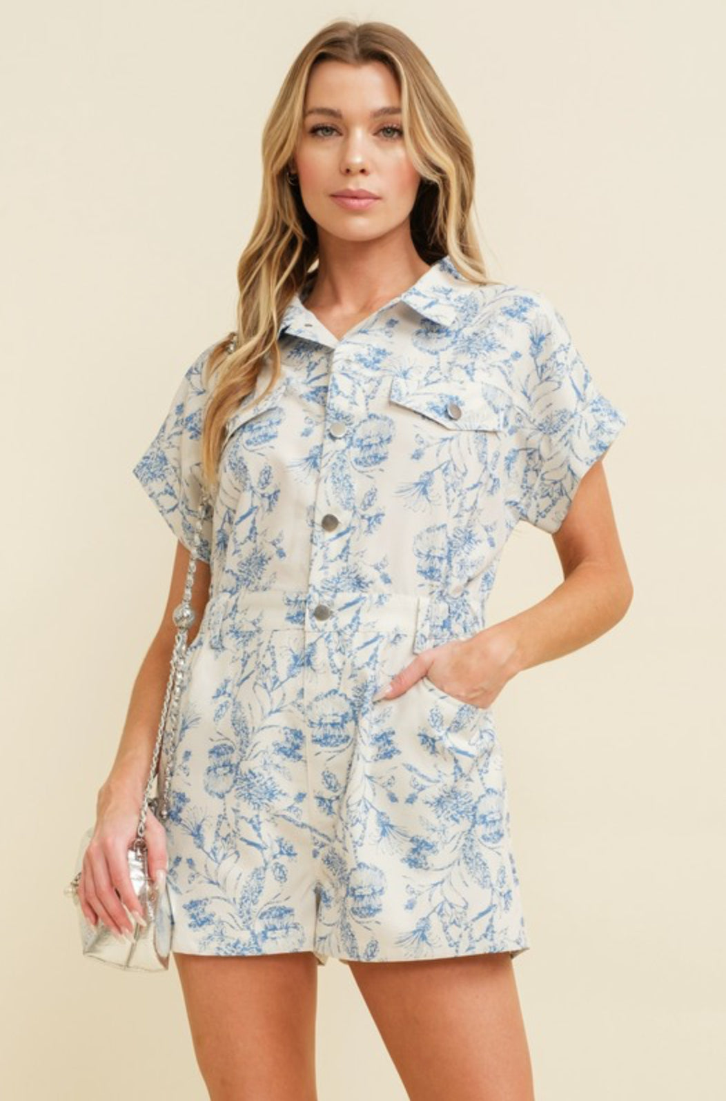 CR11780 Floral Button Up Romper