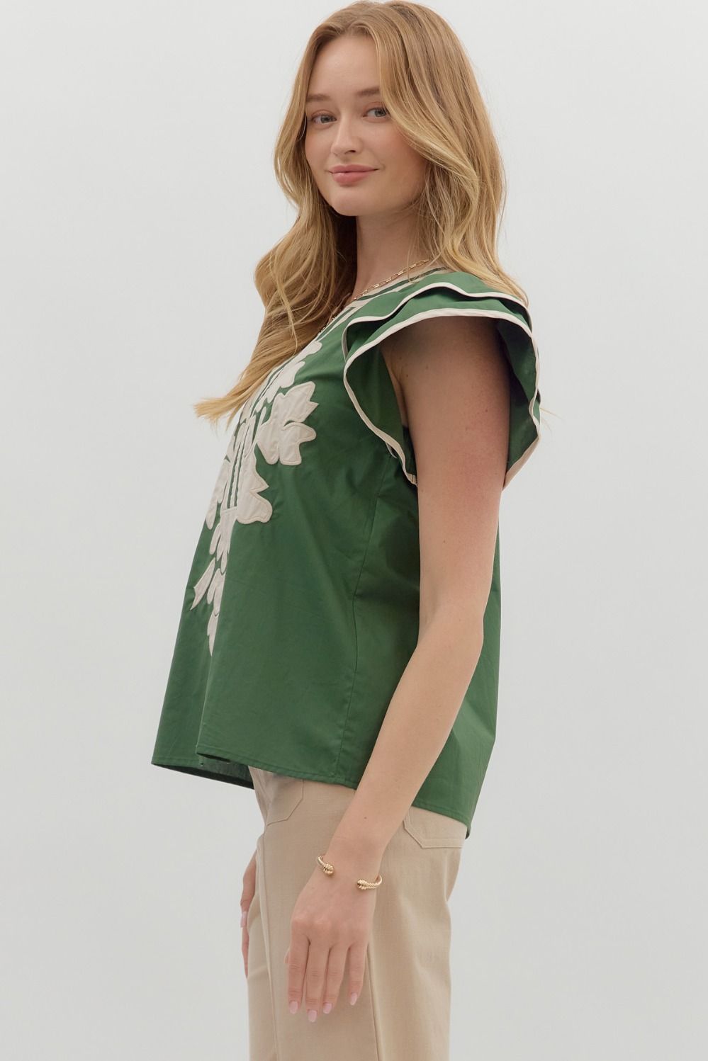 T27586 Flutter Sleeve Top