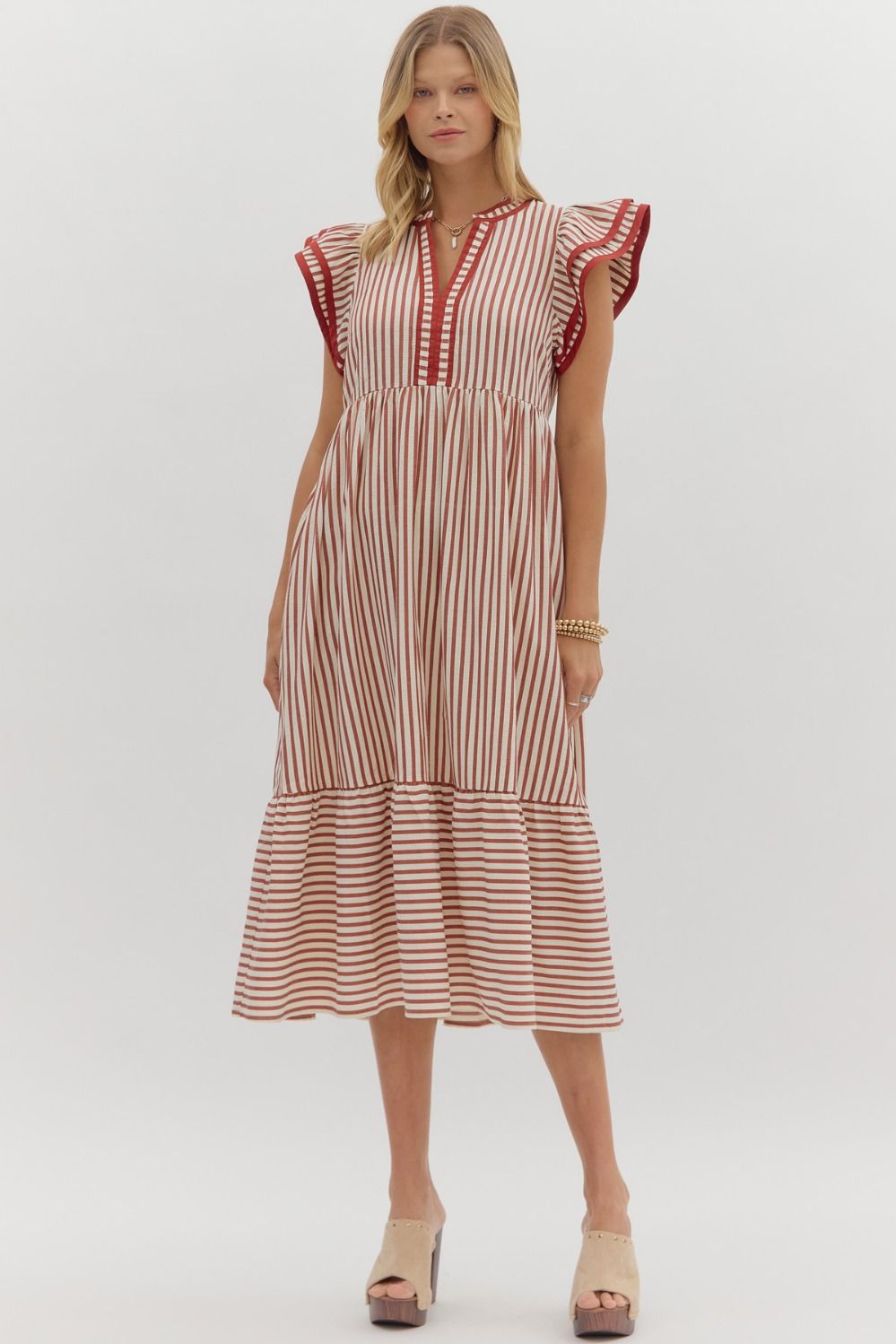 D26444 Textured Stripe Pattern Dress