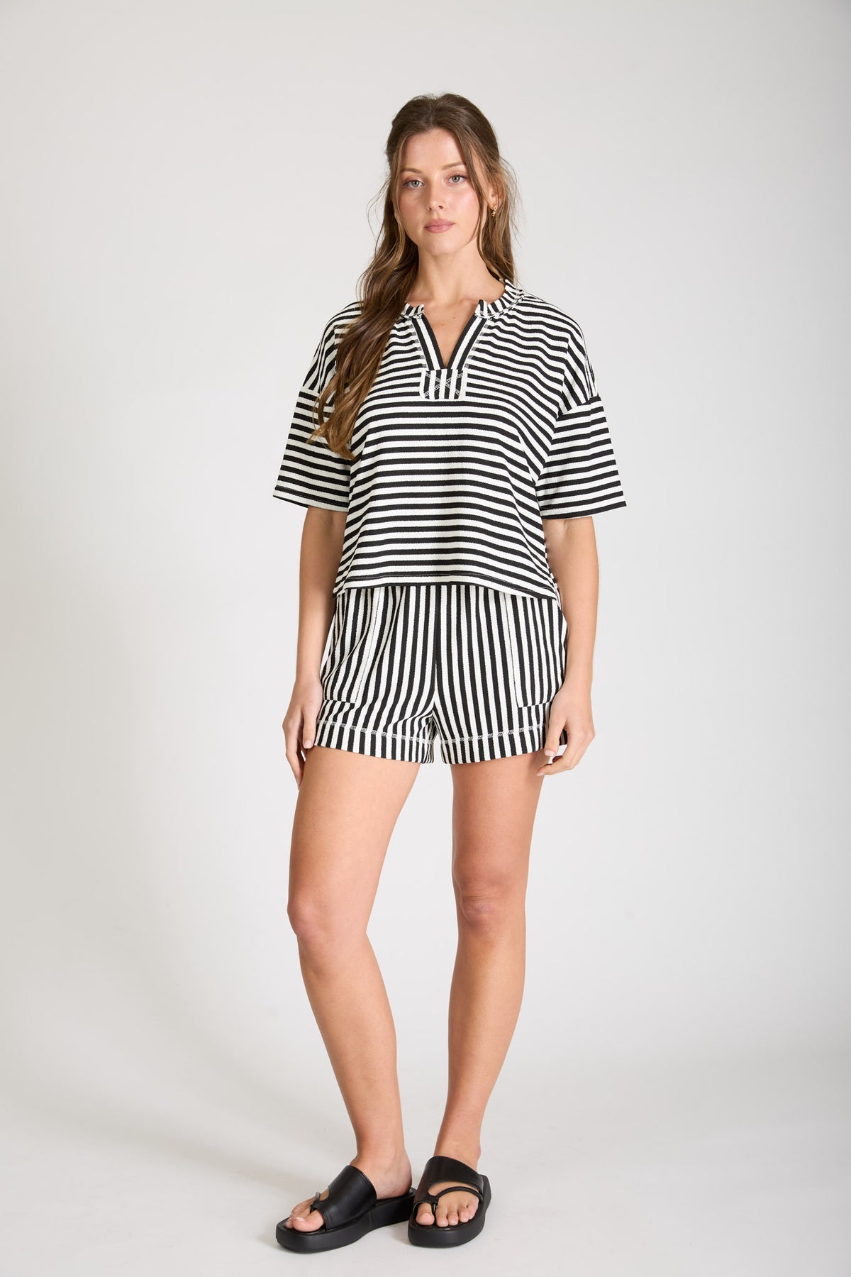 B6SX1045-T Stripe Short Sleeve Top