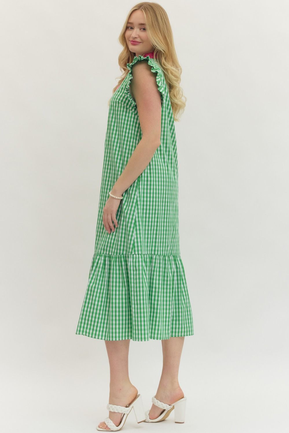 D30443 Gingham Midi Dress