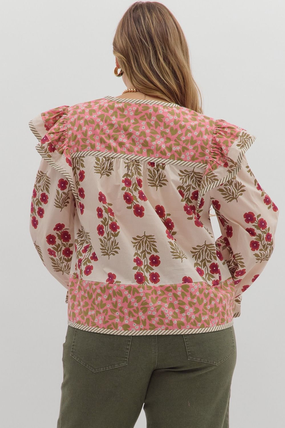 T28295P Curvy Multi-Print Long Sleeve Top