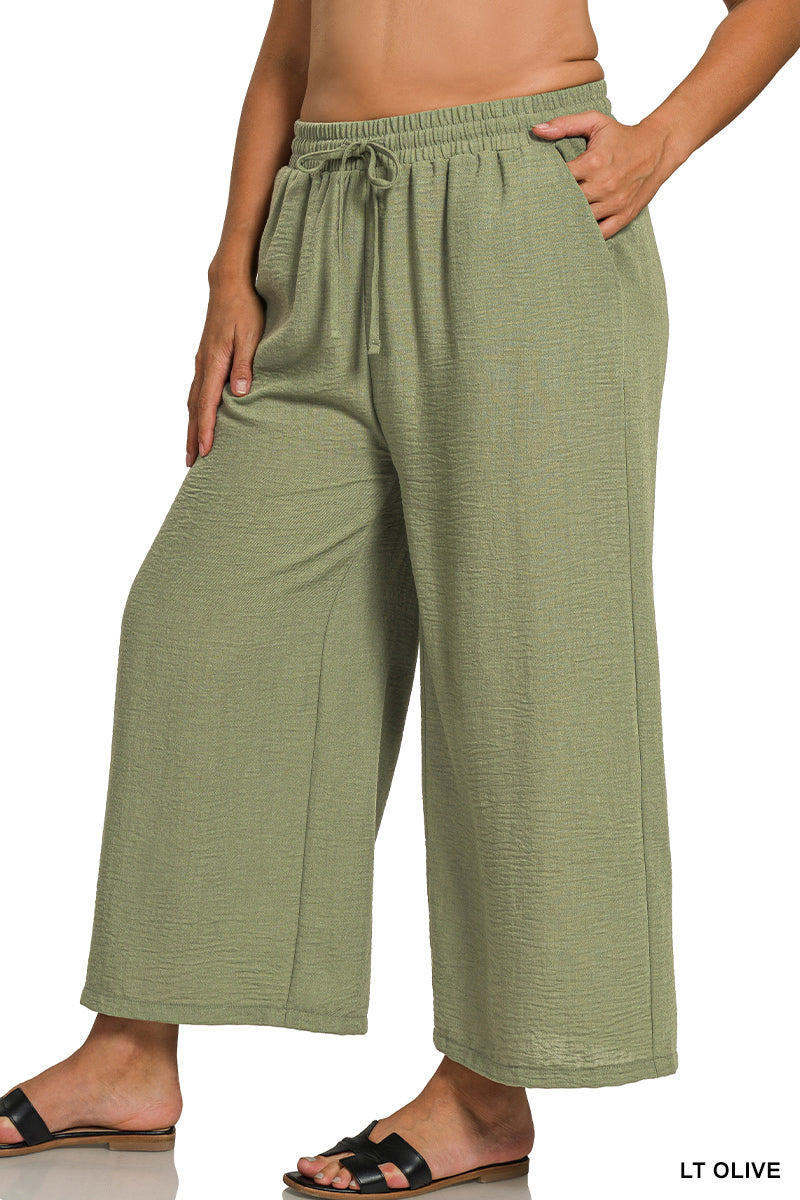 QP-7164X5 Curvy Woven Cropped Pants