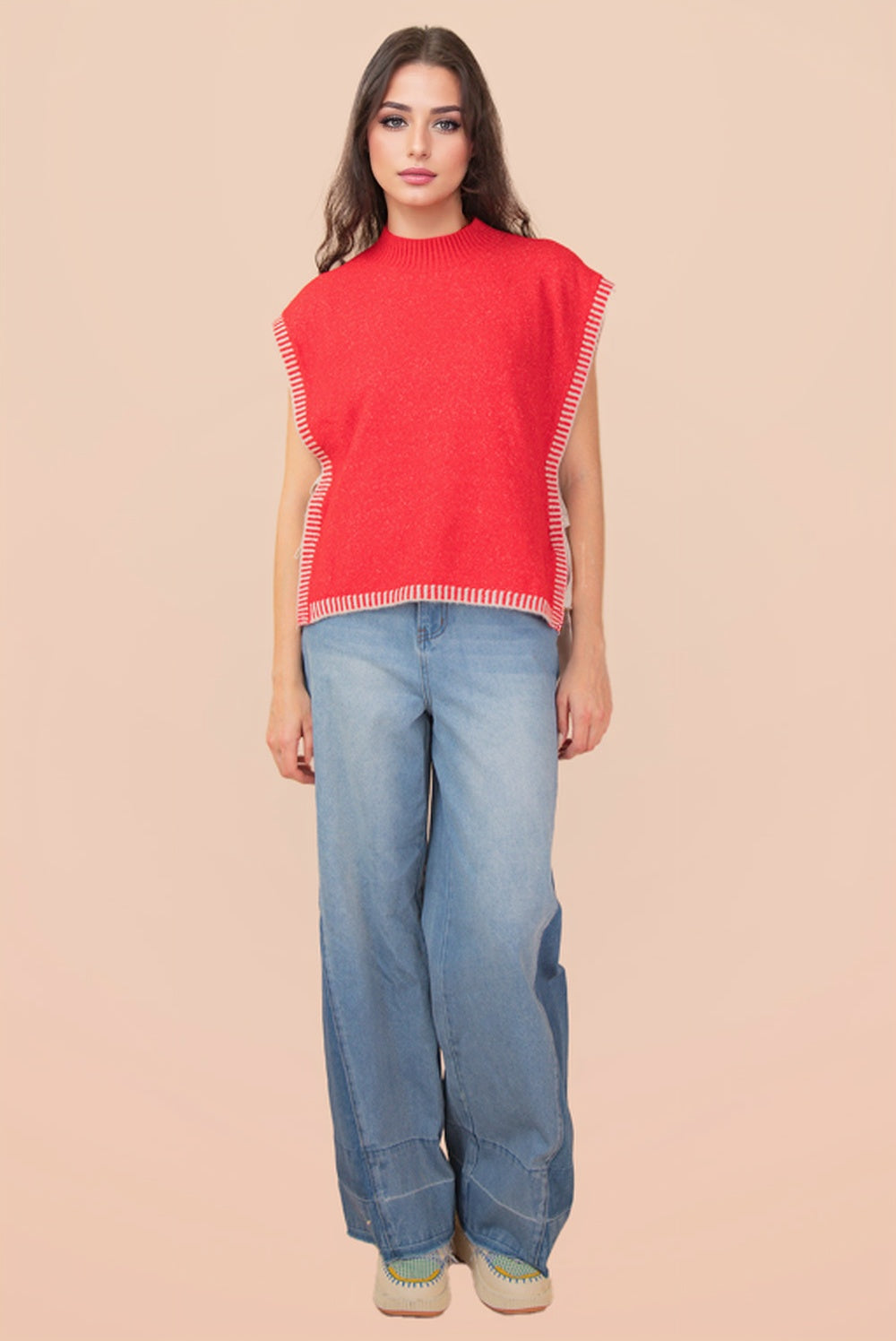 12W3547N Side Tie Sweater Vest