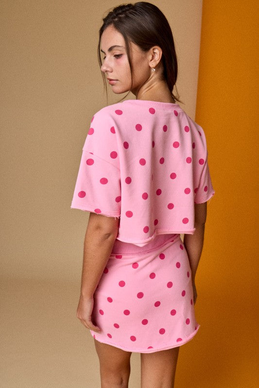 PX19692 Polka Dot Crop Top and Skort Set