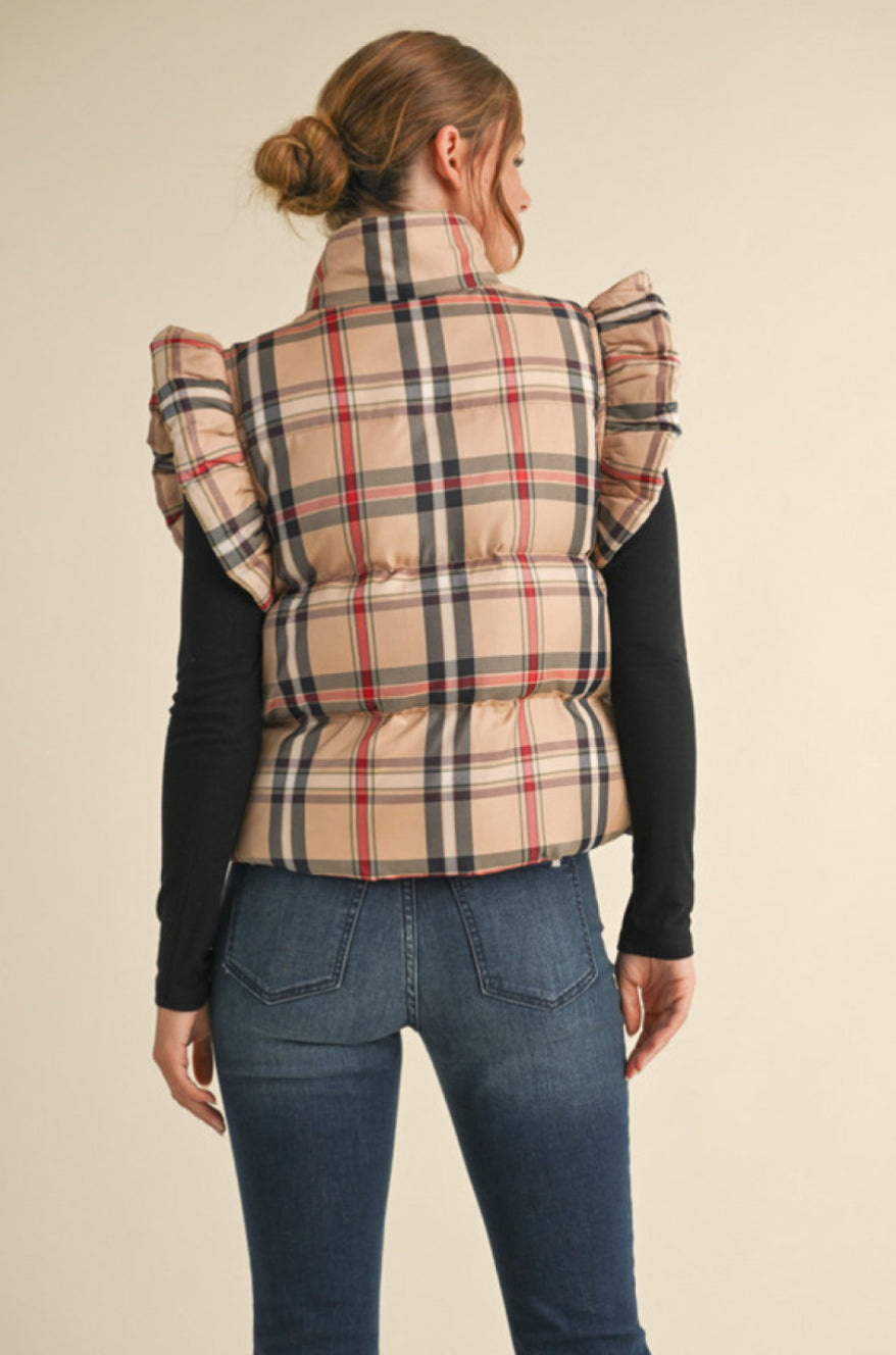 G14040 Plaid Puffer Vest