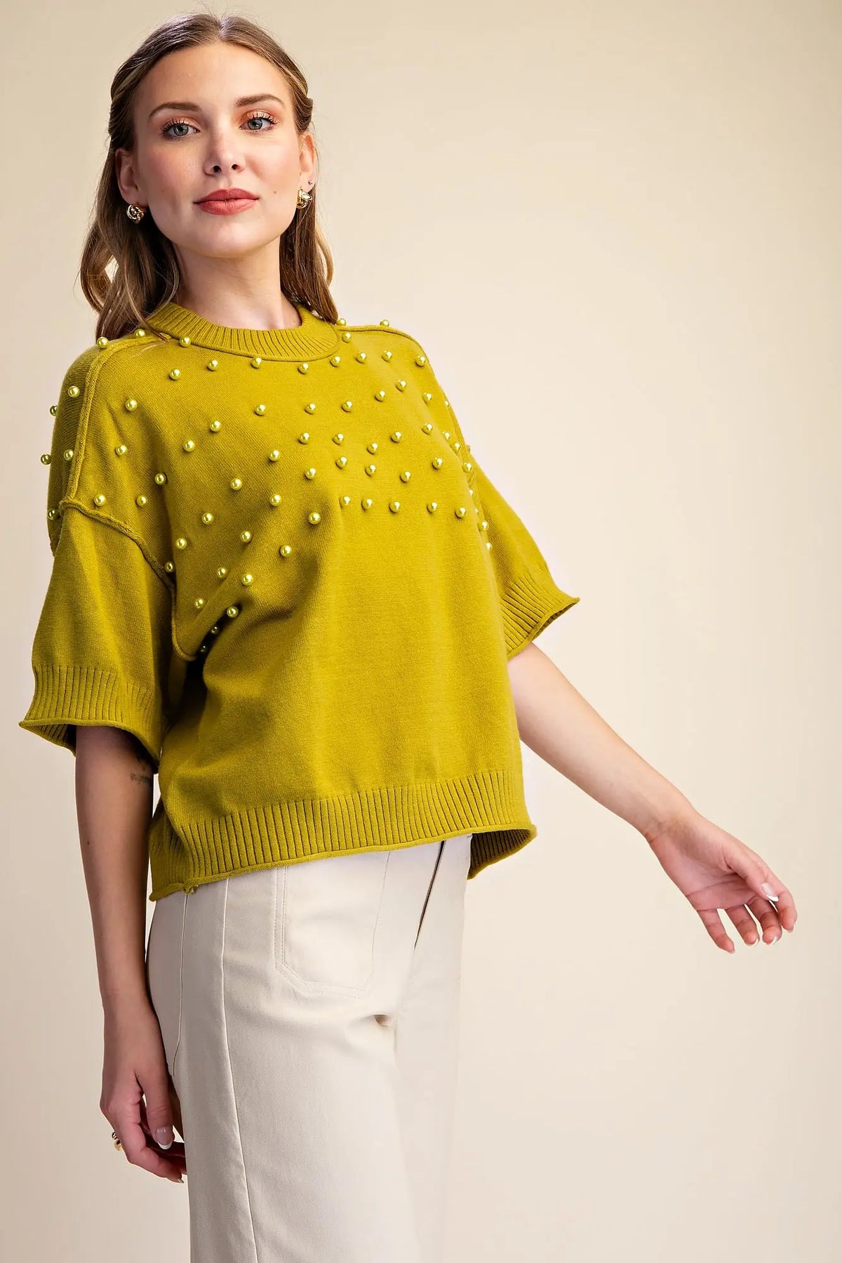 SW8233 Pearl Detail Sweater
