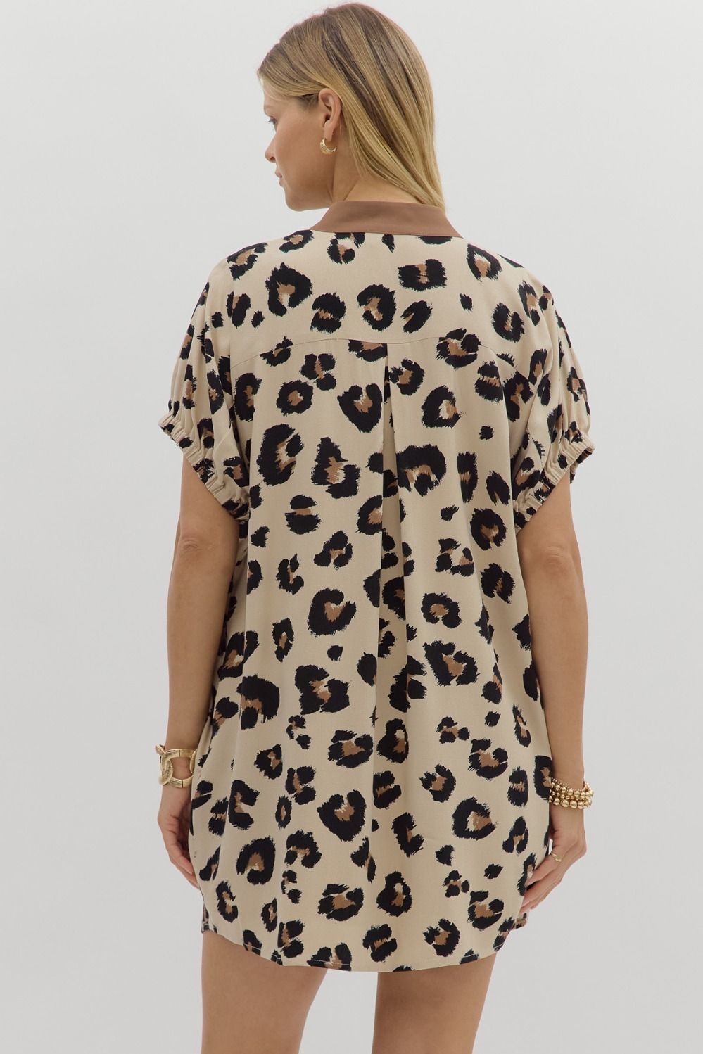 D28188 Oversized Leopard Pattern Mini Dress