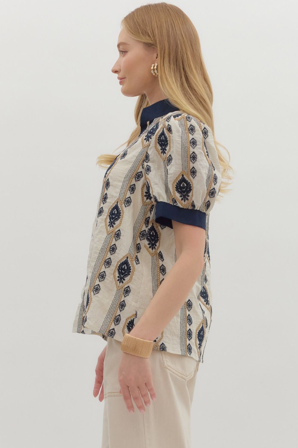 T28309 Abstract Pattern EmbroideredTop