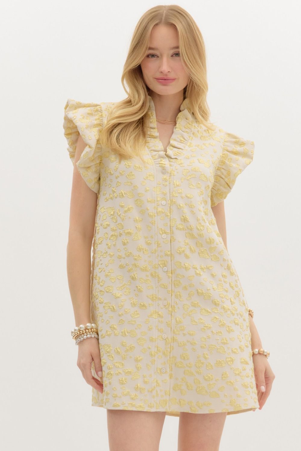 D26743 Metallic Abstract Textured Pattern Dress