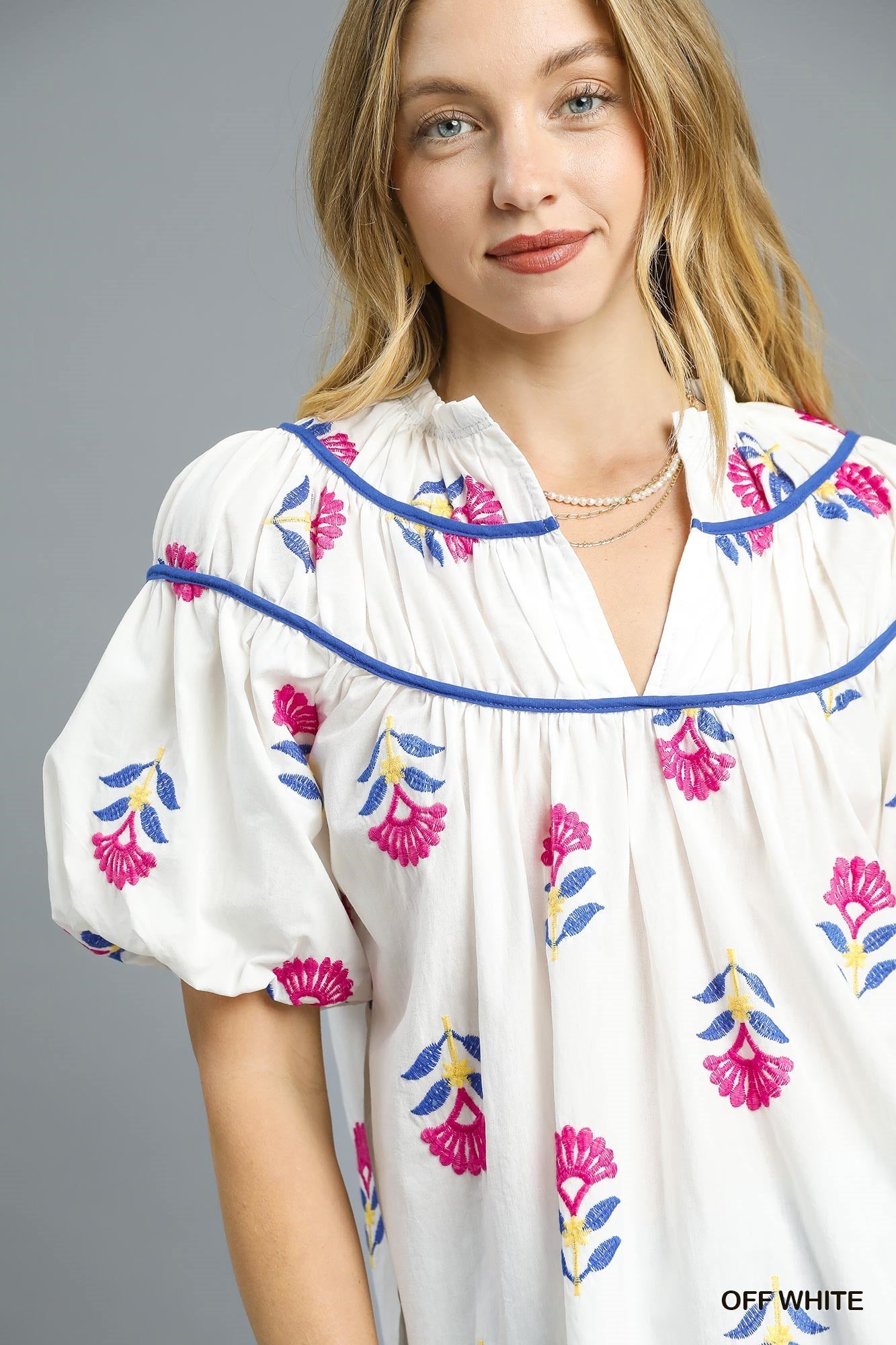 K0255 Meadow Bloom Embroidered Top
