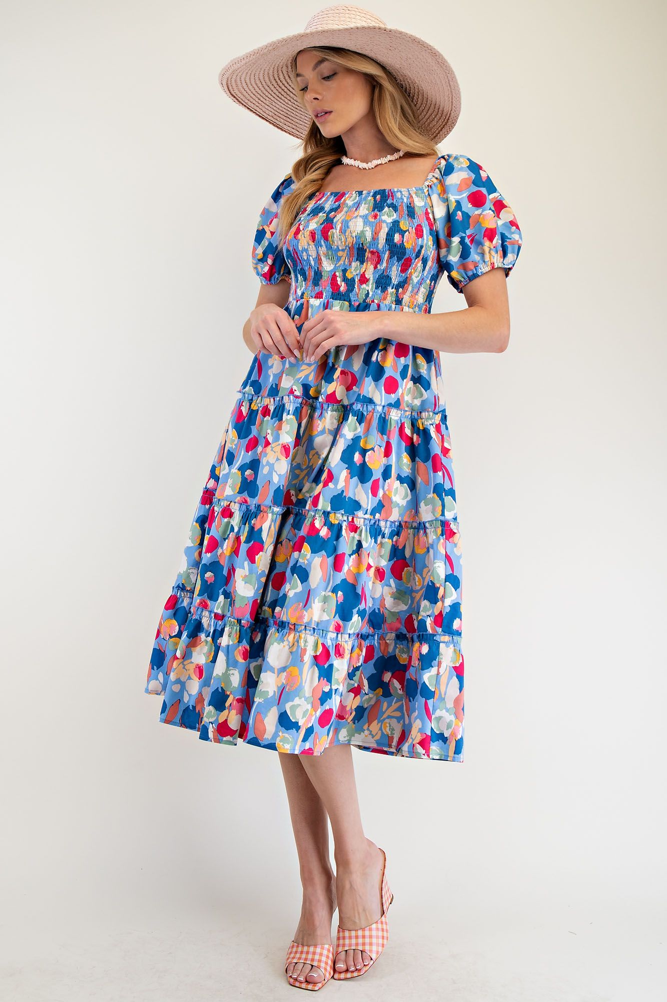 ED26780 Printed Poplin Tiered Dress